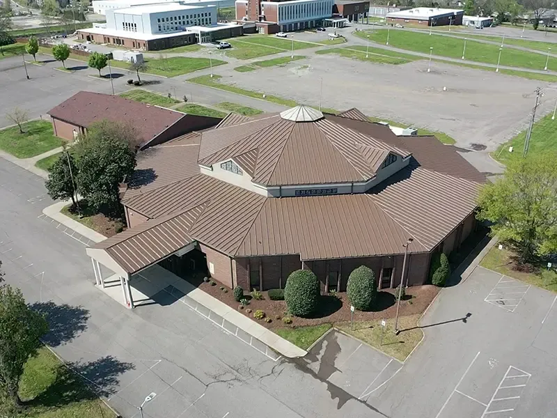 Commercial building with a roof completed by Glick Roofing Systems